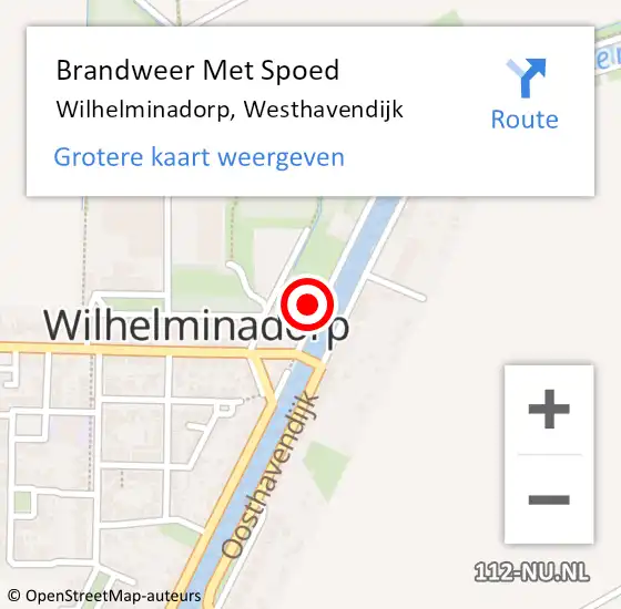 Locatie op kaart van de 112 melding: Brandweer Met Spoed Naar Wilhelminadorp, Westhavendijk op 3 december 2016 07:52