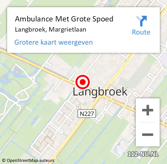 Locatie op kaart van de 112 melding: Ambulance Met Grote Spoed Naar Langbroek, Margrietlaan op 3 december 2016 08:01