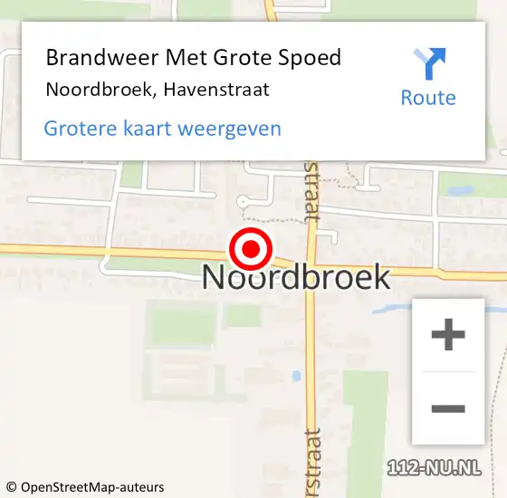 Locatie op kaart van de 112 melding: Brandweer Met Grote Spoed Naar Noordbroek, Havenstraat op 3 december 2016 09:20