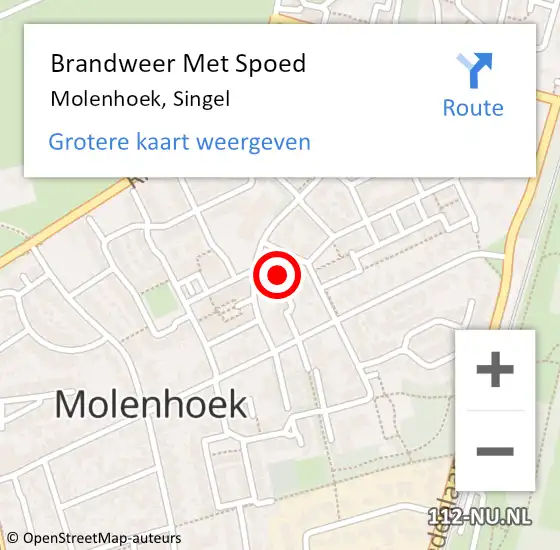 Locatie op kaart van de 112 melding: Brandweer Met Spoed Naar Molenhoek, Singel op 3 december 2016 09:30