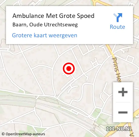 Locatie op kaart van de 112 melding: Ambulance Met Grote Spoed Naar Baarn, Oude Utrechtseweg op 3 december 2016 10:17