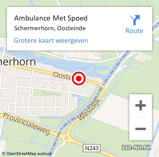 Locatie op kaart van de 112 melding: Ambulance Met Spoed Naar Schermerhorn, Oosteinde op 3 december 2016 10:29