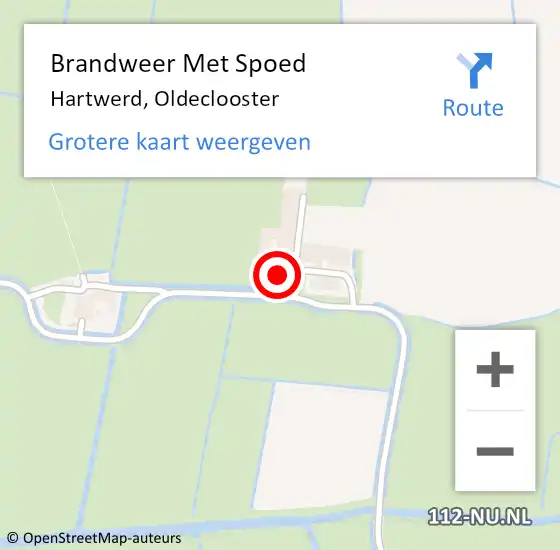 Locatie op kaart van de 112 melding: Brandweer Met Spoed Naar Hartwerd, Oldeclooster op 3 december 2016 11:53