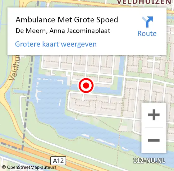 Locatie op kaart van de 112 melding: Ambulance Met Grote Spoed Naar De Meern, Anna Jacominaplaat op 3 december 2016 12:25