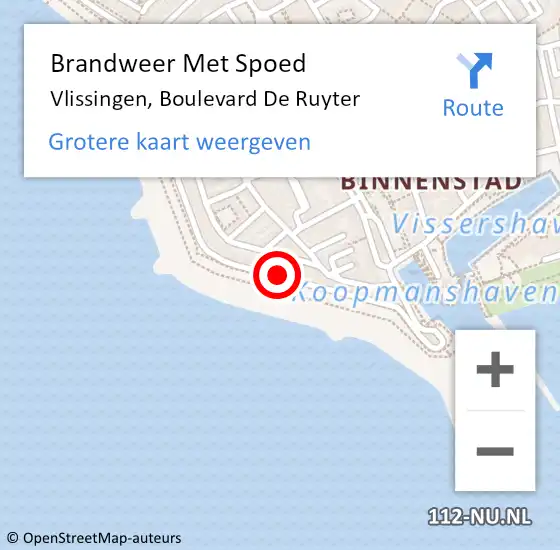 Locatie op kaart van de 112 melding: Brandweer Met Spoed Naar Vlissingen, Boulevard De Ruyter op 3 december 2016 15:06