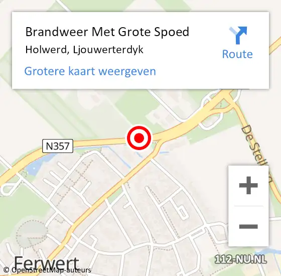Locatie op kaart van de 112 melding: Brandweer Met Grote Spoed Naar Holwerd, Ljouwerterdyk op 3 december 2016 15:23