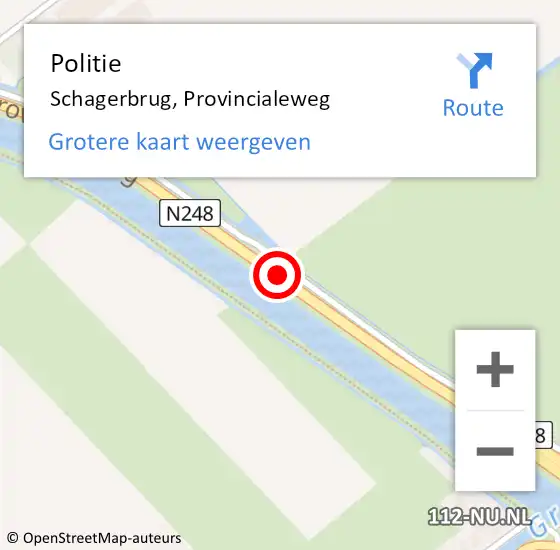 Locatie op kaart van de 112 melding: Politie Schagerbrug, Provincialeweg op 3 december 2016 15:27