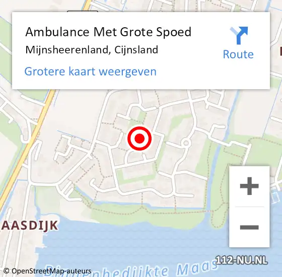 Locatie op kaart van de 112 melding: Ambulance Met Grote Spoed Naar Mijnsheerenland, Cijnsland op 3 december 2016 15:49