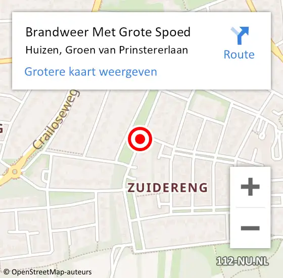 Locatie op kaart van de 112 melding: Brandweer Met Grote Spoed Naar Huizen, Groen van Prinstererlaan op 3 december 2016 15:55