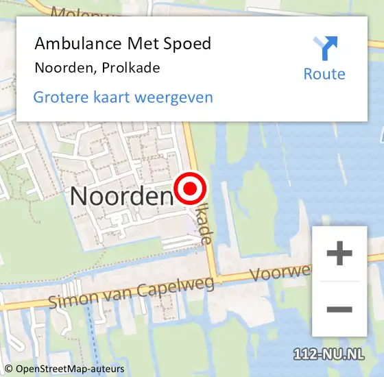 Locatie op kaart van de 112 melding: Ambulance Met Spoed Naar Noorden, Prolkade op 3 december 2016 16:57