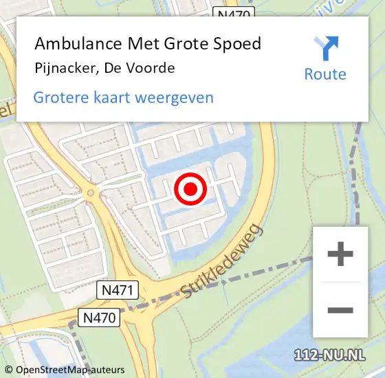 Locatie op kaart van de 112 melding: Ambulance Met Grote Spoed Naar Pijnacker, De Voorde op 3 december 2016 17:01