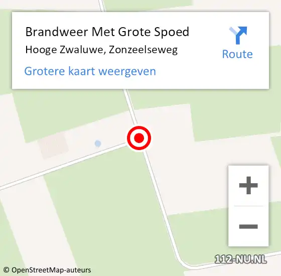 Locatie op kaart van de 112 melding: Brandweer Met Grote Spoed Naar Hooge Zwaluwe, Zonzeelseweg op 3 december 2016 18:45