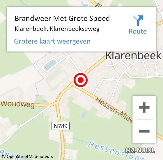 Locatie op kaart van de 112 melding: Brandweer Met Grote Spoed Naar Klarenbeek, Klarenbeekseweg op 3 december 2016 18:49