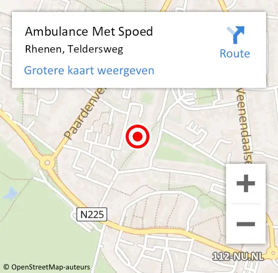 Locatie op kaart van de 112 melding: Ambulance Met Spoed Naar Rhenen, Teldersweg op 3 december 2016 19:00
