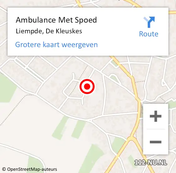 Locatie op kaart van de 112 melding: Ambulance Met Spoed Naar Liempde, De Kleuskes op 3 december 2016 19:28