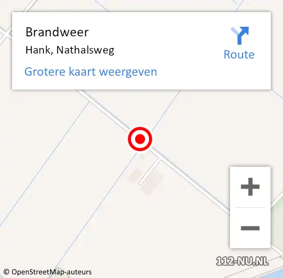 Locatie op kaart van de 112 melding: Brandweer Hank, Nathalsweg op 3 december 2016 19:31