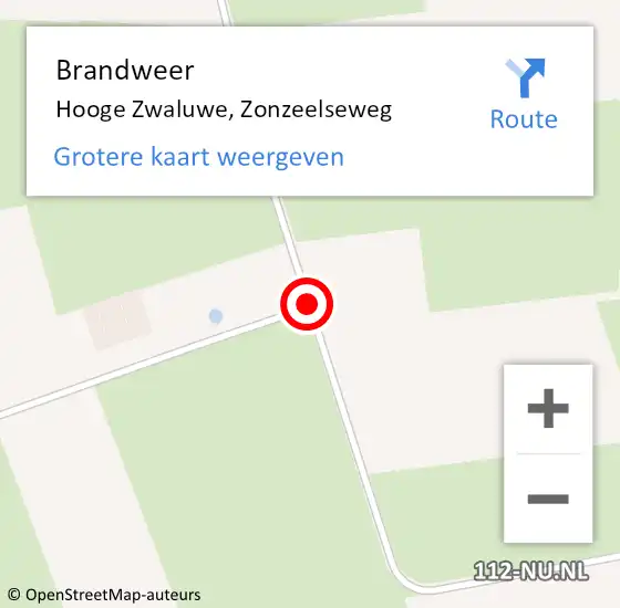 Locatie op kaart van de 112 melding: Brandweer Hooge Zwaluwe, Zonzeelseweg op 3 december 2016 19:33