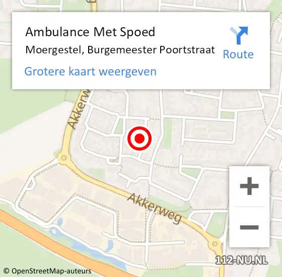 Locatie op kaart van de 112 melding: Ambulance Met Spoed Naar Moergestel, Burgemeester Poortstraat op 3 december 2016 19:51