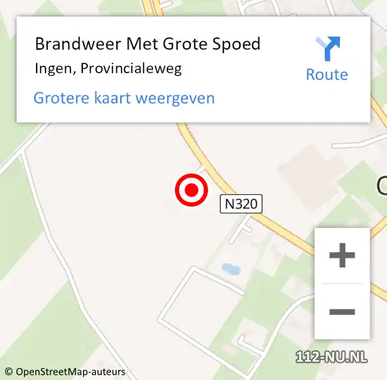 Locatie op kaart van de 112 melding: Brandweer Met Grote Spoed Naar Ingen, Provincialeweg op 3 december 2016 19:53