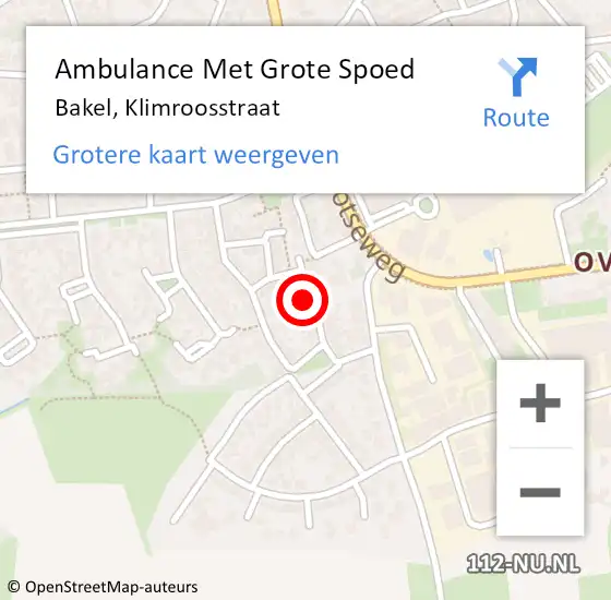 Locatie op kaart van de 112 melding: Ambulance Met Grote Spoed Naar Bakel, Klimroosstraat op 3 december 2016 20:11