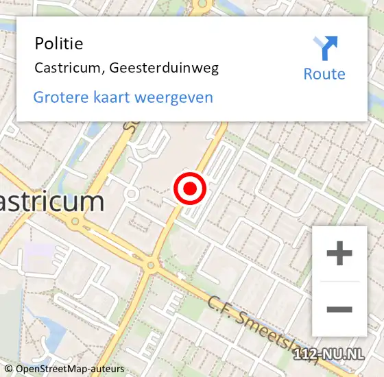 Locatie op kaart van de 112 melding: Politie Castricum, Geesterduinweg op 3 december 2016 20:29