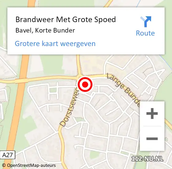 Locatie op kaart van de 112 melding: Brandweer Met Grote Spoed Naar Bavel, Korte Bunder op 3 december 2016 20:37