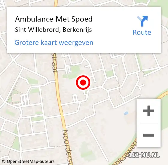 Locatie op kaart van de 112 melding: Ambulance Met Spoed Naar Sint Willebrord, Berkenrijs op 3 december 2016 21:15