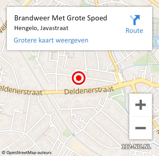 Locatie op kaart van de 112 melding: Brandweer Met Grote Spoed Naar Hengelo Ov, Javastraat op 3 december 2016 21:24