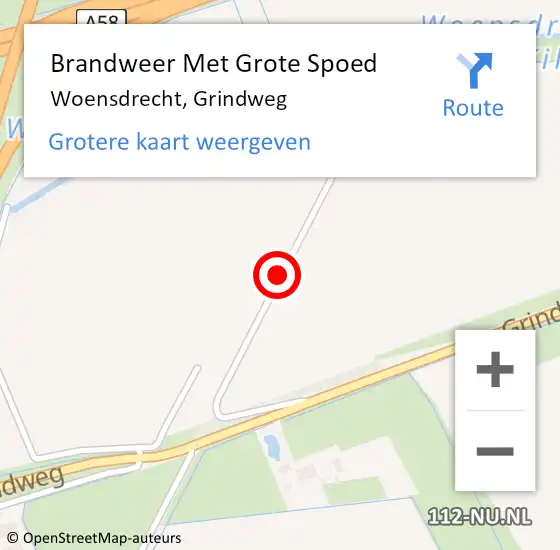 Locatie op kaart van de 112 melding: Brandweer Met Grote Spoed Naar Woensdrecht, Grindweg op 3 december 2016 21:30