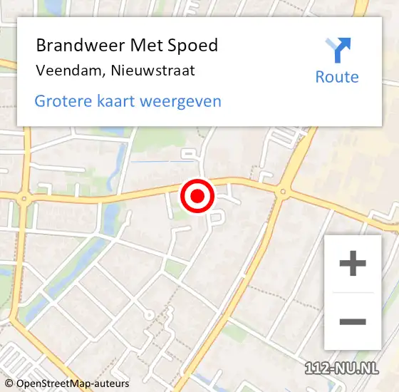 Locatie op kaart van de 112 melding: Brandweer Met Spoed Naar Veendam, Nieuwstraat op 3 december 2016 22:07