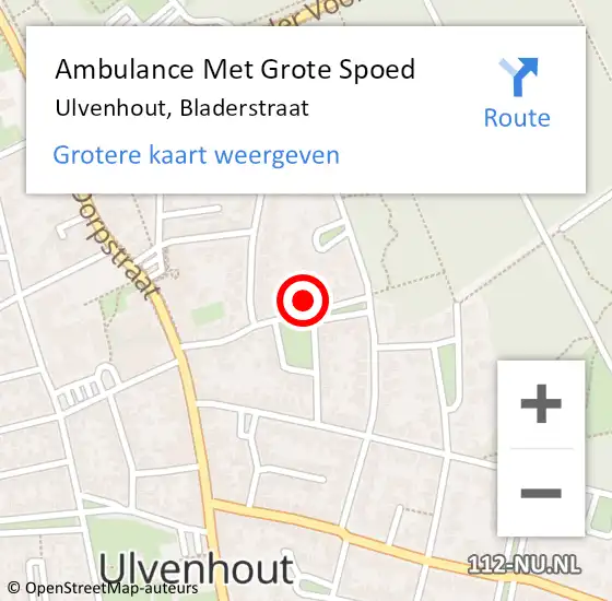 Locatie op kaart van de 112 melding: Ambulance Met Grote Spoed Naar Ulvenhout, Bladerstraat op 3 december 2016 22:15