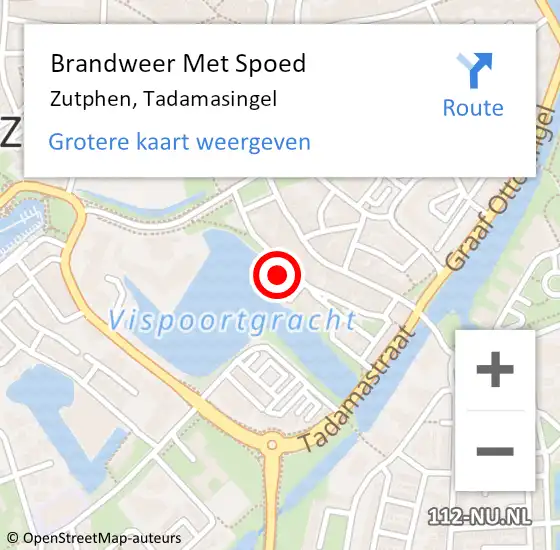 Locatie op kaart van de 112 melding: Brandweer Met Spoed Naar Zutphen, Tadamasingel op 3 december 2016 22:17