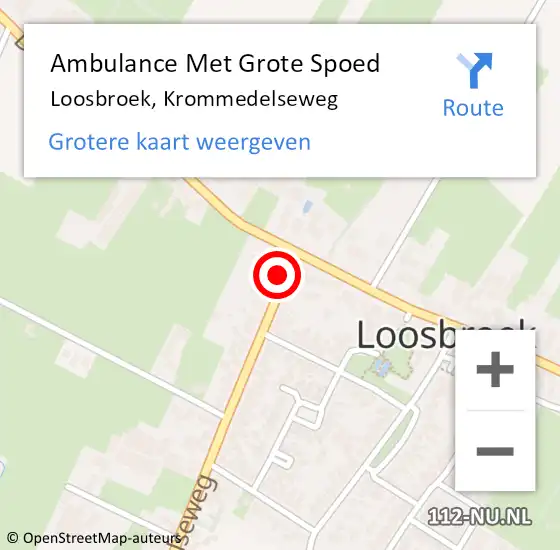 Locatie op kaart van de 112 melding: Ambulance Met Grote Spoed Naar Loosbroek, Krommedelseweg op 3 december 2016 22:22