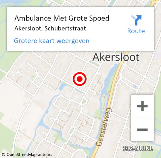 Locatie op kaart van de 112 melding: Ambulance Met Grote Spoed Naar Akersloot, Schubertstraat op 3 december 2016 22:36