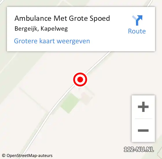 Locatie op kaart van de 112 melding: Ambulance Met Grote Spoed Naar Bergeijk, Kapelweg op 3 december 2016 22:50