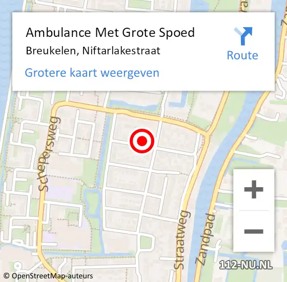 Locatie op kaart van de 112 melding: Ambulance Met Grote Spoed Naar Breukelen, Niftarlakestraat op 3 december 2016 23:11