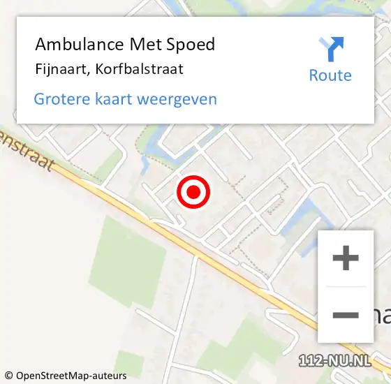 Locatie op kaart van de 112 melding: Ambulance Met Spoed Naar Fijnaart, Korfbalstraat op 4 december 2016 00:24