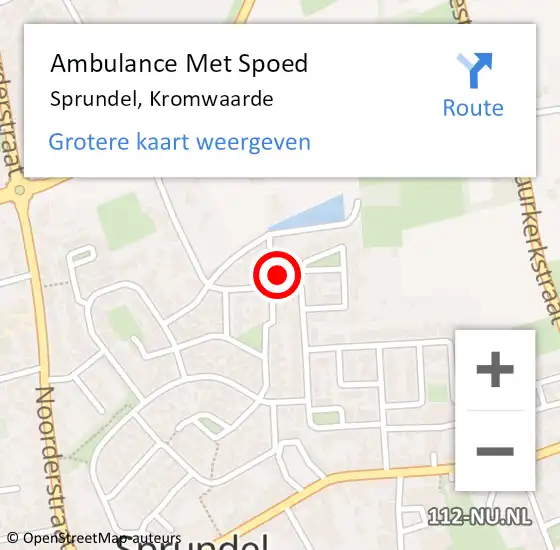 Locatie op kaart van de 112 melding: Ambulance Met Spoed Naar Sprundel, Kromwaarde op 4 december 2016 01:12