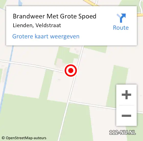 Locatie op kaart van de 112 melding: Brandweer Met Grote Spoed Naar Lienden, Veldstraat op 4 december 2016 01:49