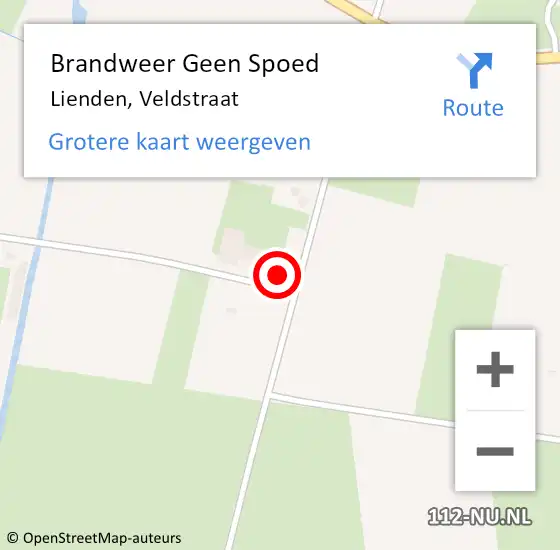 Locatie op kaart van de 112 melding: Brandweer Geen Spoed Naar Lienden, Veldstraat op 4 december 2016 01:51