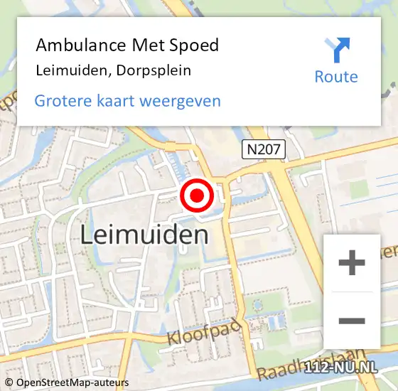 Locatie op kaart van de 112 melding: Ambulance Met Spoed Naar Leimuiden, Dorpsplein op 4 december 2016 04:05