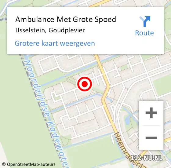 Locatie op kaart van de 112 melding: Ambulance Met Grote Spoed Naar IJsselstein, Goudplevier op 4 december 2016 05:33