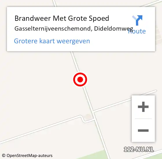 Locatie op kaart van de 112 melding: Brandweer Met Grote Spoed Naar Gasselternijveenschemond, Dideldomweg op 4 december 2016 06:41