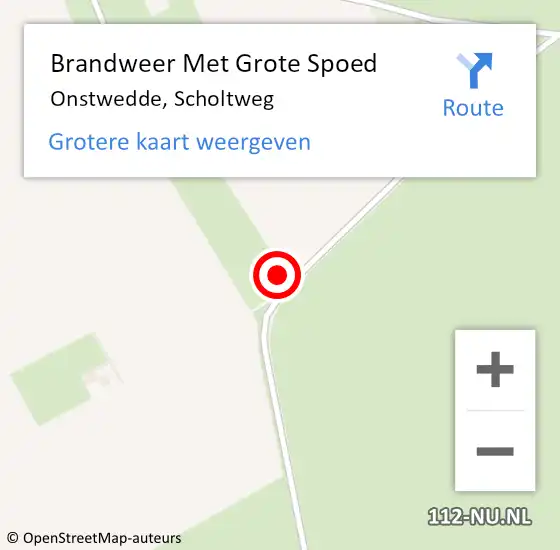 Locatie op kaart van de 112 melding: Brandweer Met Grote Spoed Naar Onstwedde, Scholtweg op 4 december 2016 07:06