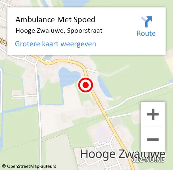 Locatie op kaart van de 112 melding: Ambulance Met Spoed Naar Hooge Zwaluwe, Spoorstraat op 4 december 2016 07:11