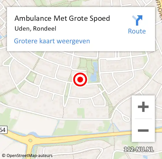 Locatie op kaart van de 112 melding: Ambulance Met Grote Spoed Naar Uden, Rondeel op 4 december 2016 08:28