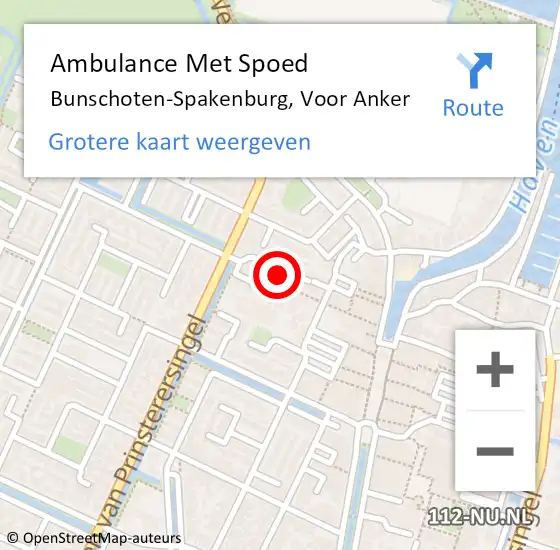 Locatie op kaart van de 112 melding: Ambulance Met Spoed Naar Bunschoten-Spakenburg, Voor Anker op 4 december 2016 08:34