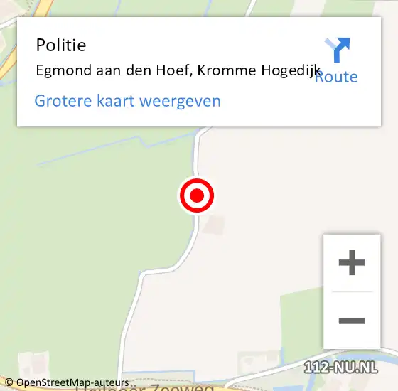 Locatie op kaart van de 112 melding: Politie Egmond aan den Hoef, Kromme Hogedijk op 4 december 2016 09:24