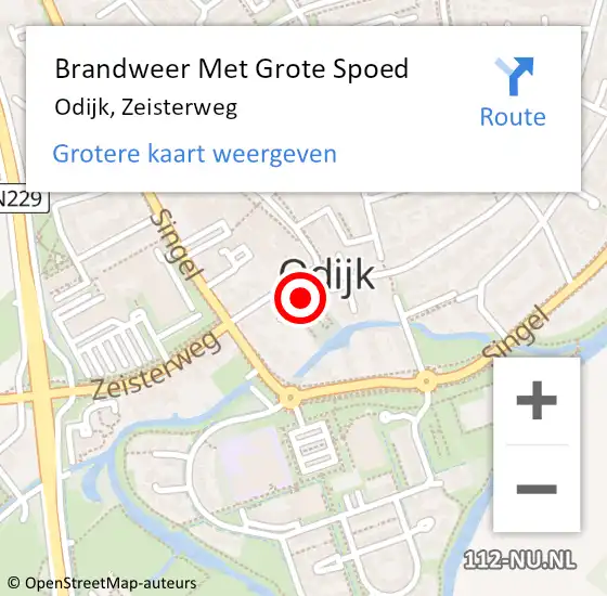 Locatie op kaart van de 112 melding: Brandweer Met Grote Spoed Naar Odijk, Zeisterweg op 4 december 2016 10:42