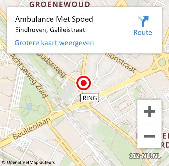 Locatie op kaart van de 112 melding: Ambulance Met Spoed Naar Eindhoven, Galileistraat op 4 december 2016 10:49